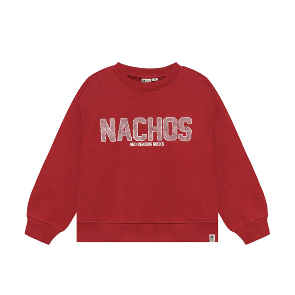 Jongens Oversized Sweater Artwork van Daily7 in de kleur Rythmic Red in maat 128.