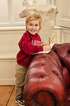 Jongens Oversized Sweater Artwork van Daily7 in de kleur Rythmic Red in maat 128.
