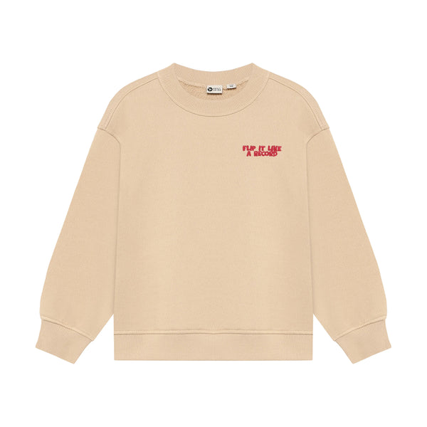 Jongens Oversized Sweater Backprint van Daily7 in de kleur Ginger Root in maat 128.