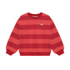 Jongens Oversized Sweater Big Stripe van Daily7 in de kleur Rythmic Red in maat 128.