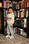 Jongens Oversized Hoodie Badges van Daily7 in de kleur Sandshell in maat 128.