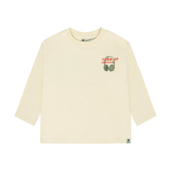 Jongens T-shirt Longsleeve Backprint van Daily7 in de kleur Sandshell in maat 128.