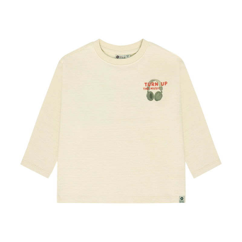 Jongens T-shirt Longsleeve Backprint van Daily7 in de kleur Sandshell in maat 128.