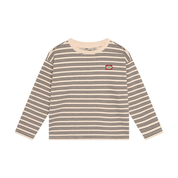 Jongens T-shirt Longsleeve Striped van Daily7 in de kleur Sandshell in maat 128.