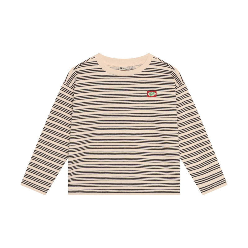 Jongens T-shirt Longsleeve Striped van Daily7 in de kleur Sandshell in maat 128.