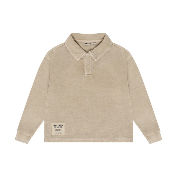Jongens T-shirt Longsleeve Collar van Daily7 in de kleur Ginger Root in maat 128.