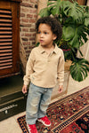 Jongens T-shirt Longsleeve Collar van Daily7 in de kleur Ginger Root in maat 128.