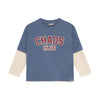 Jongens T-shirt Longsleeve Over Sleeve van Daily7 in de kleur Ash Blue in maat 128.