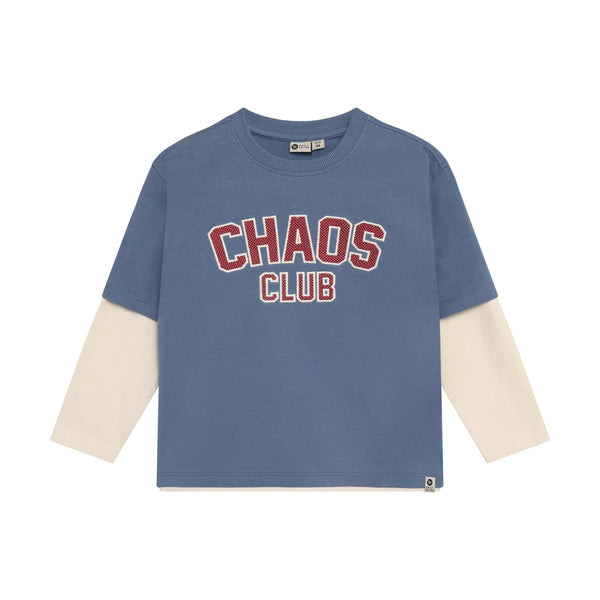Jongens T-shirt Longsleeve Over Sleeve van Daily7 in de kleur Ash Blue in maat 128.