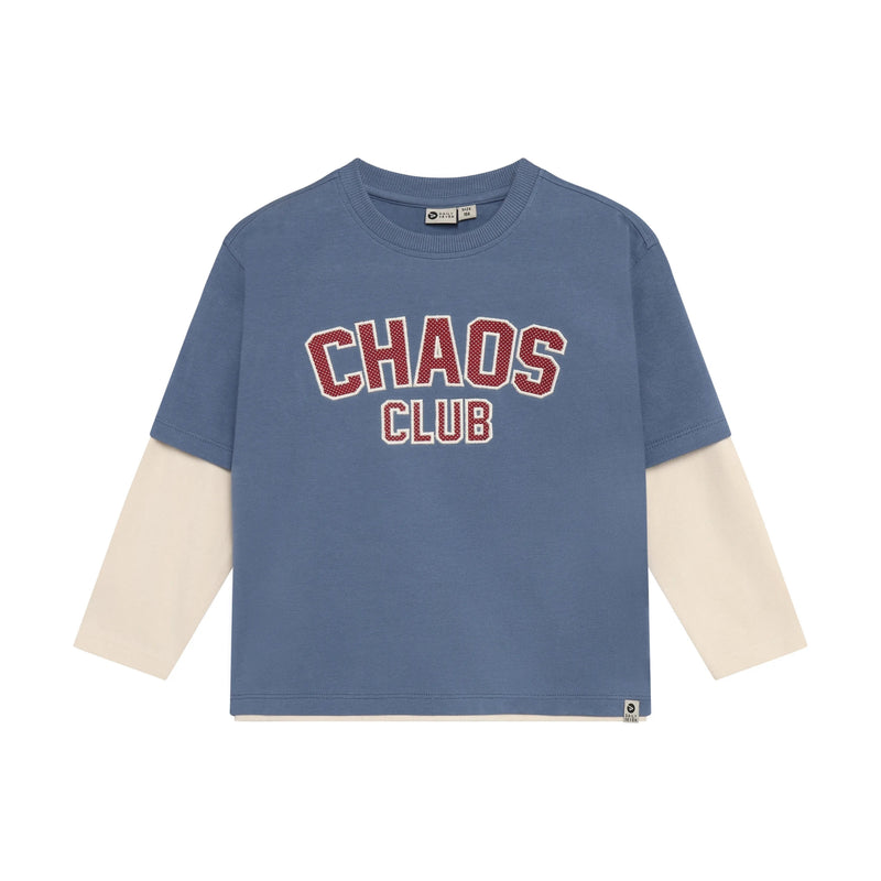 Jongens T-shirt Longsleeve Over Sleeve van Daily7 in de kleur Ash Blue in maat 128.