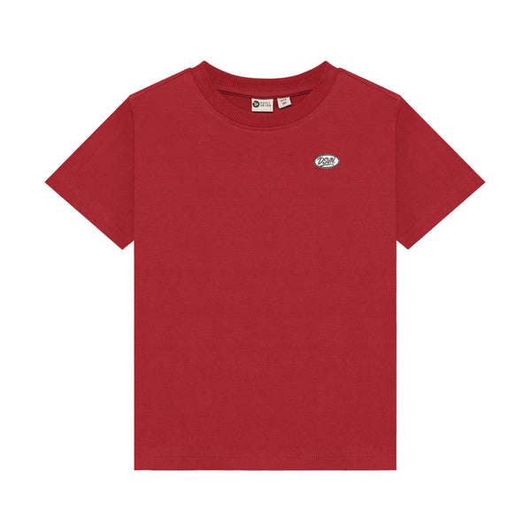 Jongens T-shirt Basic van Daily7 in de kleur Rythmic Red in maat 128.