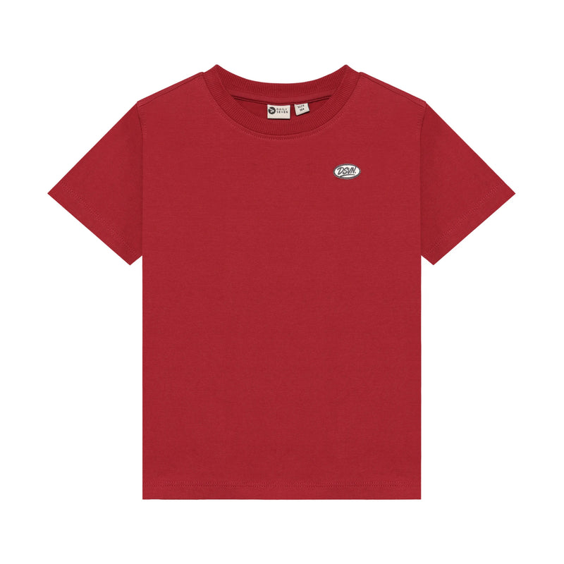 Jongens T-shirt Basic van Daily7 in de kleur Rythmic Red in maat 128.