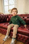 Jongens Stripe Pants van Daily7 in de kleur Ginger Root in maat 128.
