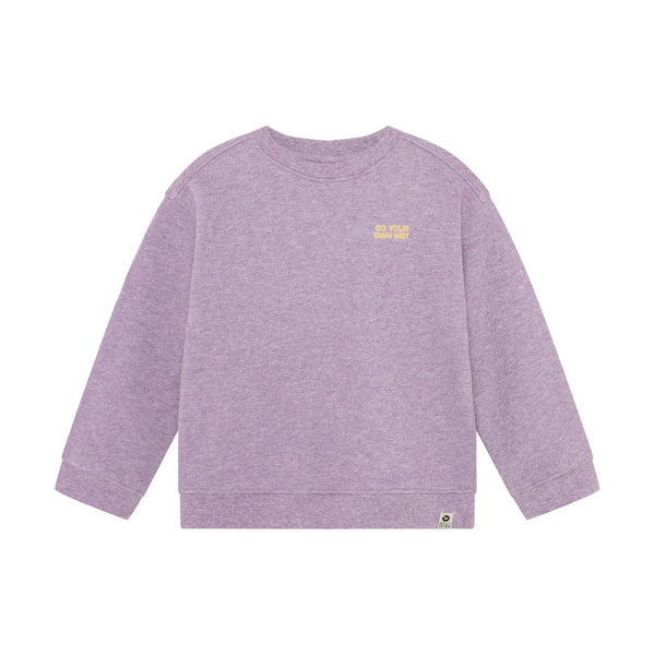 Jongens Oversized Sweater Backprint van Daily7 in de kleur Purple Melange in maat 128.