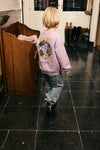 Jongens Oversized Sweater Backprint van Daily7 in de kleur Purple Melange in maat 128.