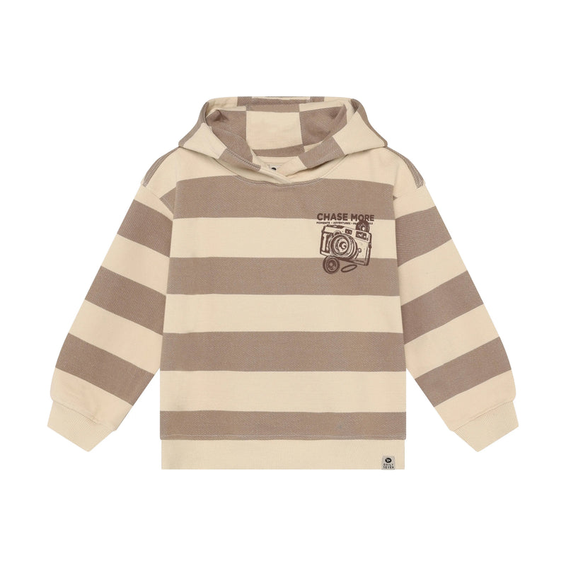 Jongens Oversized Hoodie Backprint van Daily7 in de kleur Plaza Taupe in maat 128.