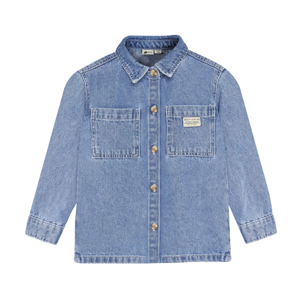 Jongens Shirt Longsleeve Denim van Daily7 in de kleur Medium Denim in maat 128.