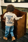 Jongens Shirt Longsleeve Check  van Daily7 in de kleur Plaza Taupe in maat 128.
