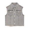 Meisjes Denim Sleeveless Jacket van Daily7 in de kleur Light Grey Denim in maat 128.