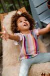 Meisjes T-shirt Terry Stripe van Daily7 in de kleur Cherry Purple in maat 128.