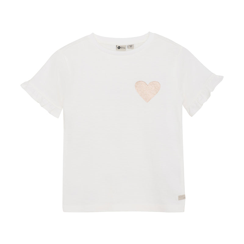 Meisjes T-shirt Heart van Daily7 in de kleur Cloud in maat 128.