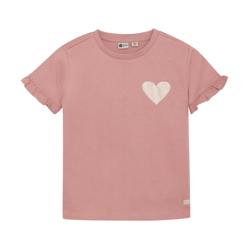 Meisjes T-shirt Heart van Daily7 in de kleur Ash Rose in maat 128.