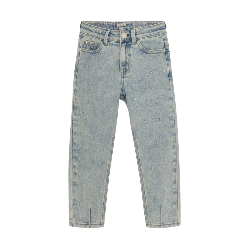 Meisjes 2500 Mom Fit AOP Jeans van Daily7 in de kleur Light Denim Blue in maat 128.