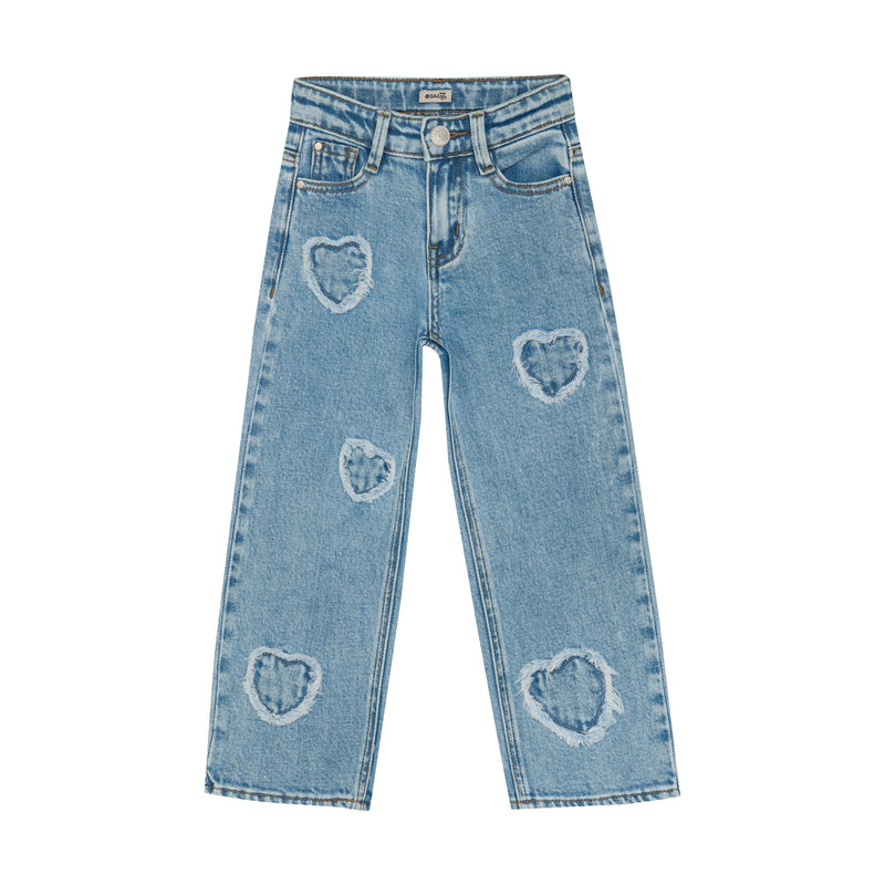 Meisjes 2300 Wide Fit Jeans van Daily7 in de kleur Used Medium Denim in maat 128.