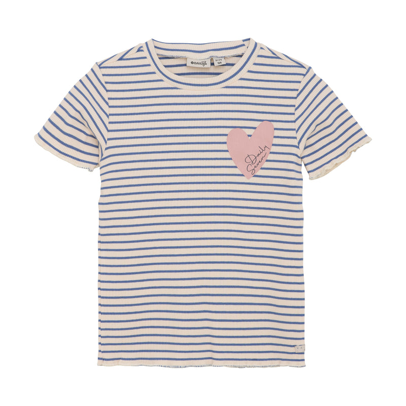 Meisjes T-shirt Striped van Daily7 in de kleur Cloud in maat 128.