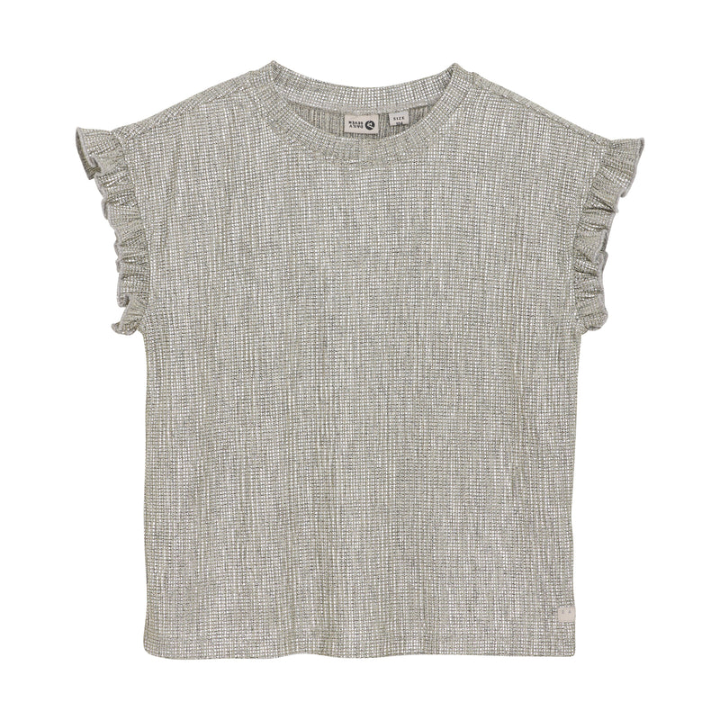 Meisjes Metallic T-shirt van Daily7 in de kleur Latte Sand in maat 128.