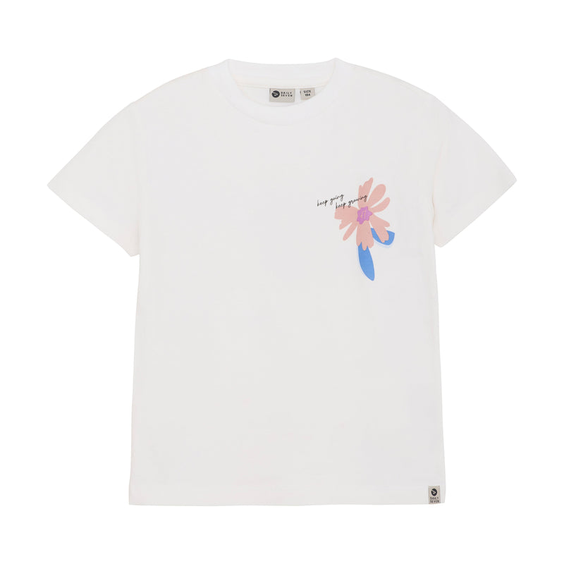 Meisjes T-shirt Flower Artwork van Daily7 in de kleur Cloud in maat 128.