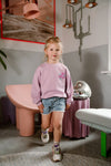 Meisjes Denim Shorts Printed van Daily7 in de kleur Medium Denim in maat 128.