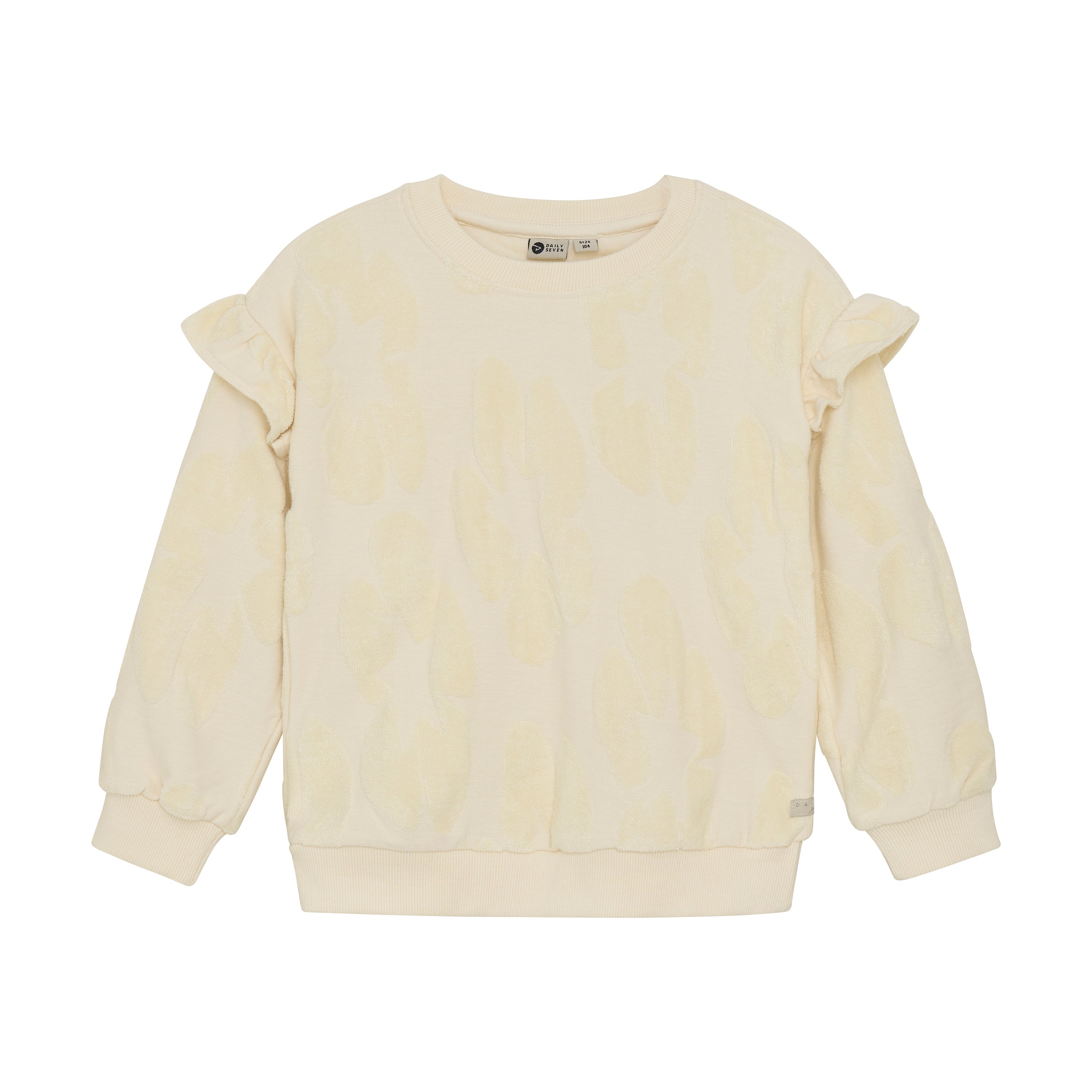 Meisjes Sweater Jaquard Ruffle van Daily7 in de kleur Off White in maat 128.