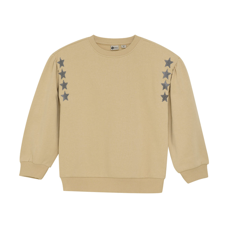 Meisjes Sweater Embroidery Sleeve van Daily7 in de kleur Latte Sand in maat 128.