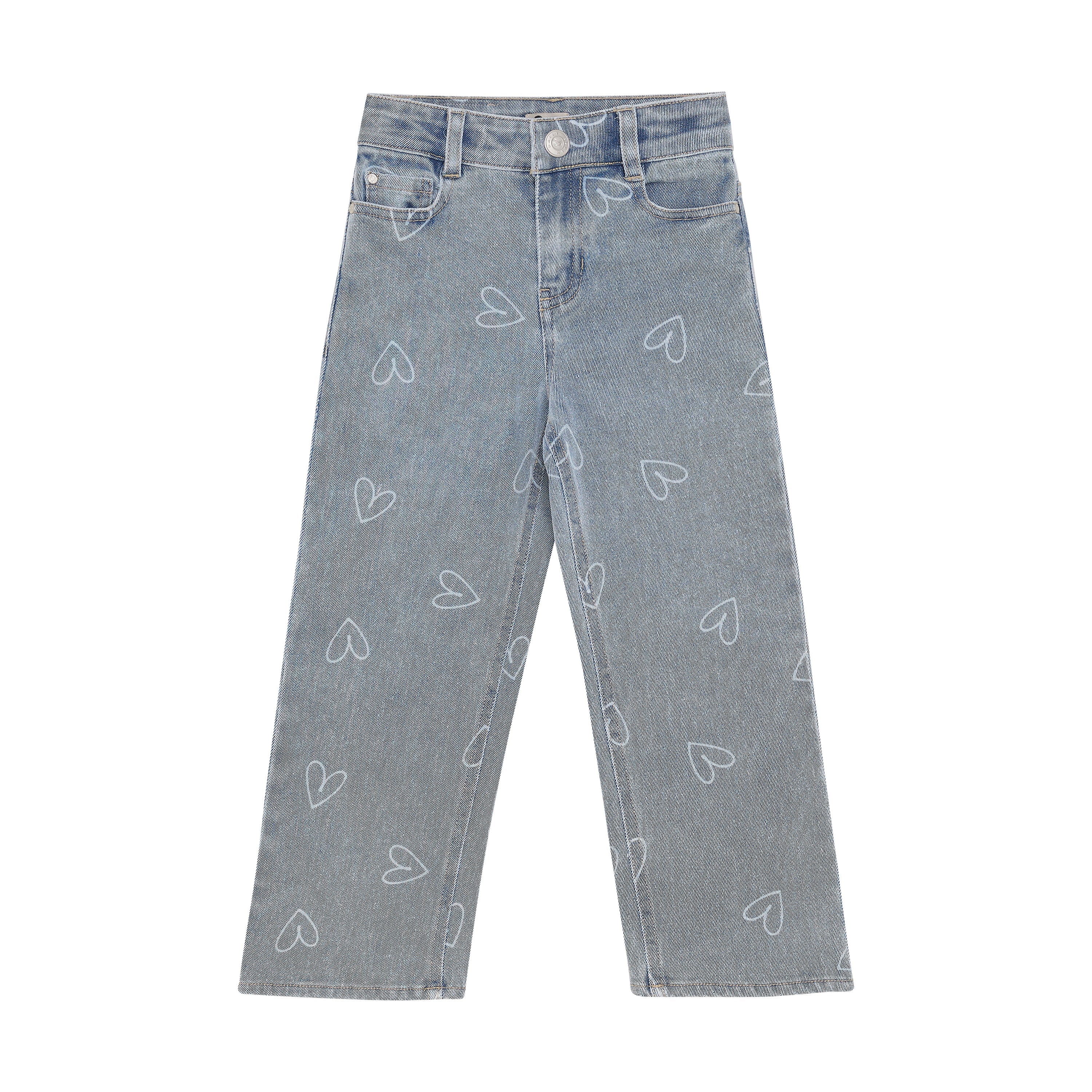 Meisjes Jeans Wide Fit Heart van Daily7 in de kleur Denim in maat 128.