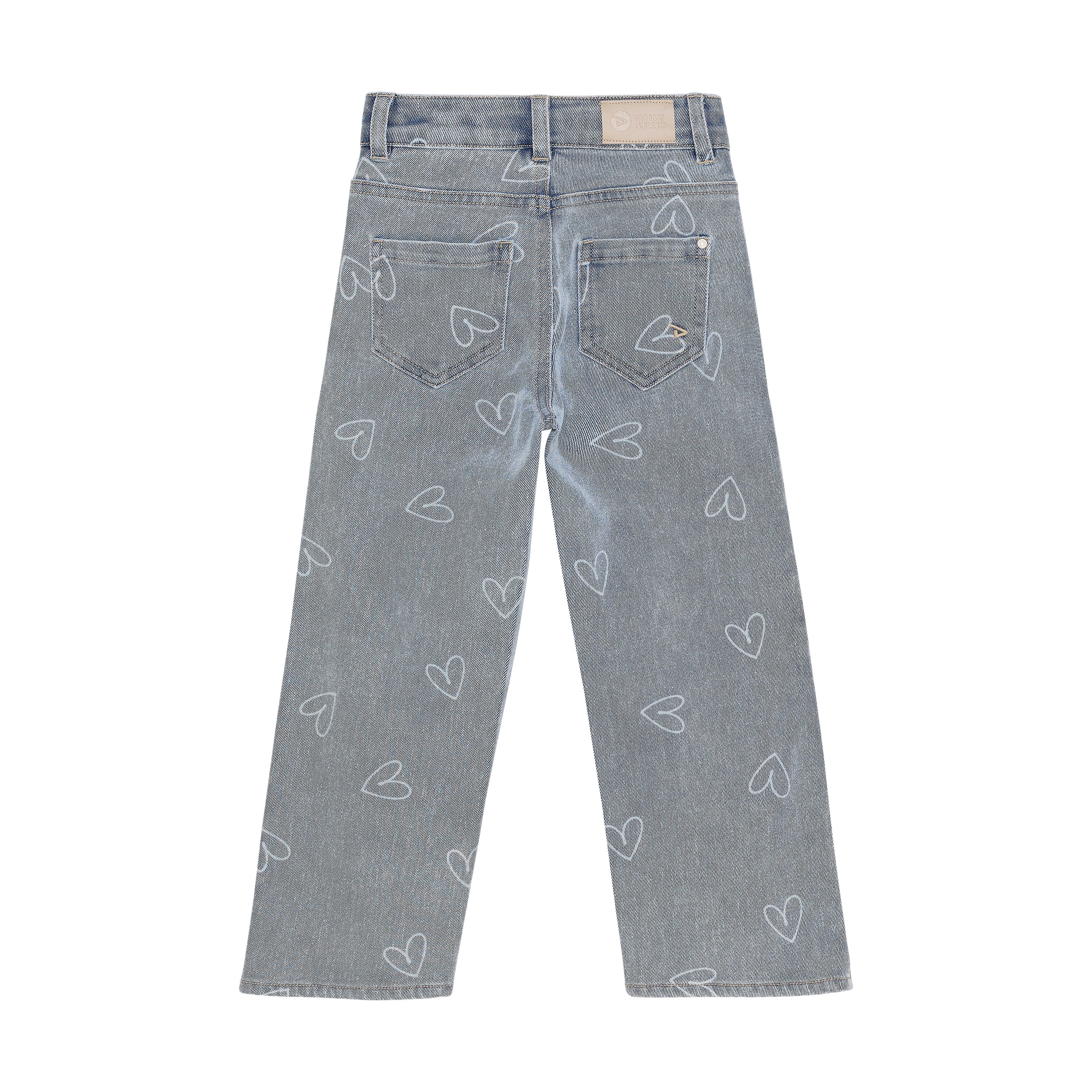 Meisjes Jeans Wide Fit Heart van Daily7 in de kleur Denim in maat 128.