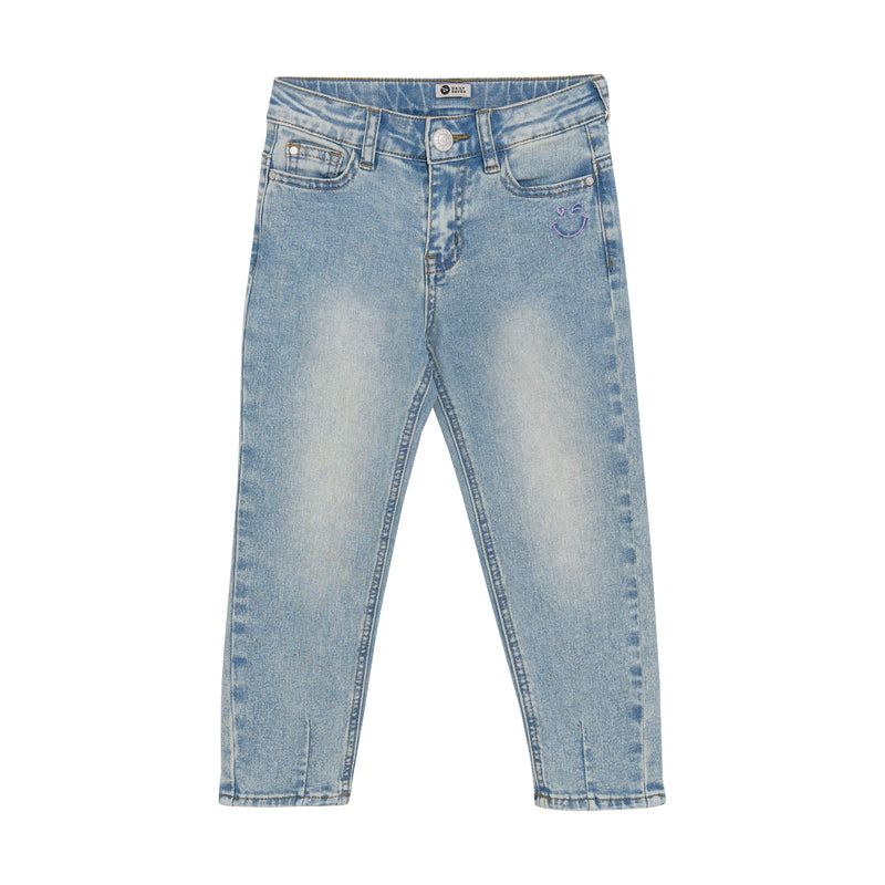 Meisjes Jeans Mom Fit Heart Pocket van Daily7 in de kleur Medium Denim in maat 128.
