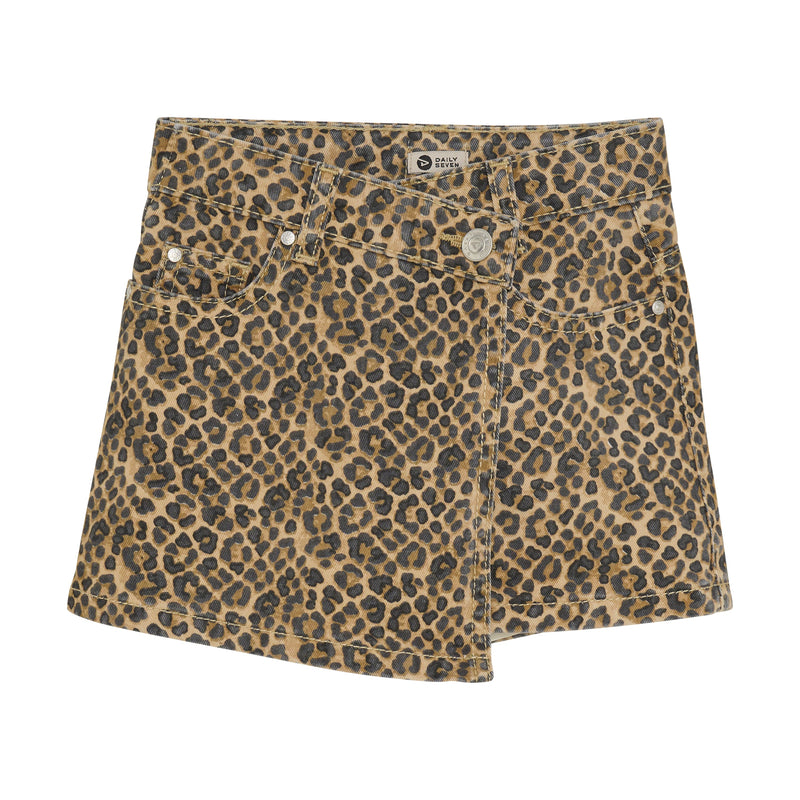 Meisjes Twill Skort Animal  van Daily7 in de kleur Latte Sand in maat 128.