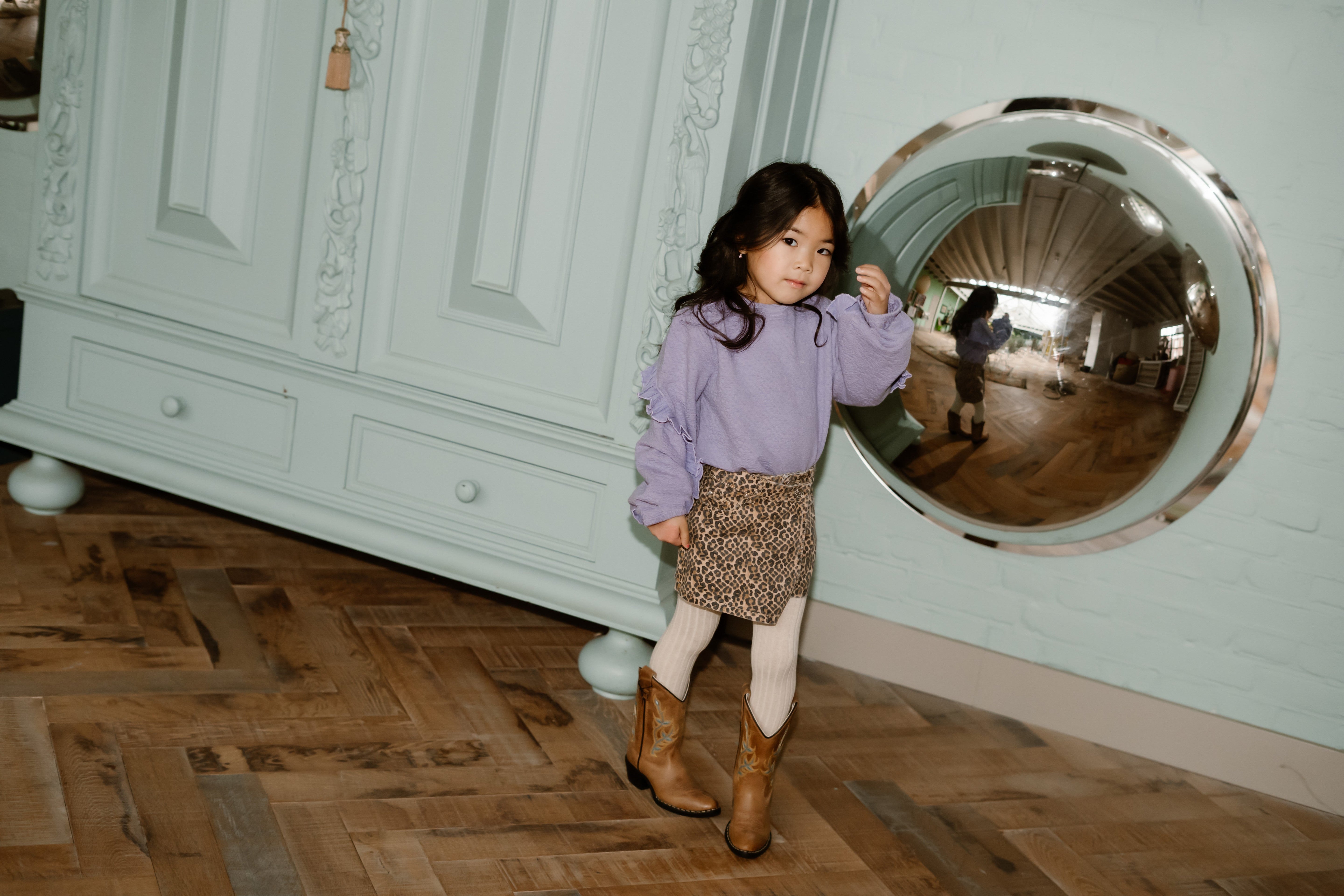 Meisjes Twill Skort Animal  van Daily7 in de kleur Latte Sand in maat 128.