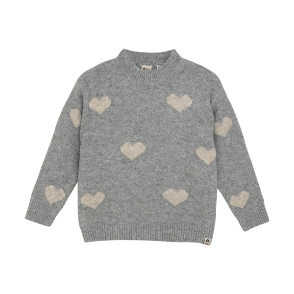 Meisjes Knitted Sweater Heart van Daily7 in de kleur Medium Grey Melange in maat 128.