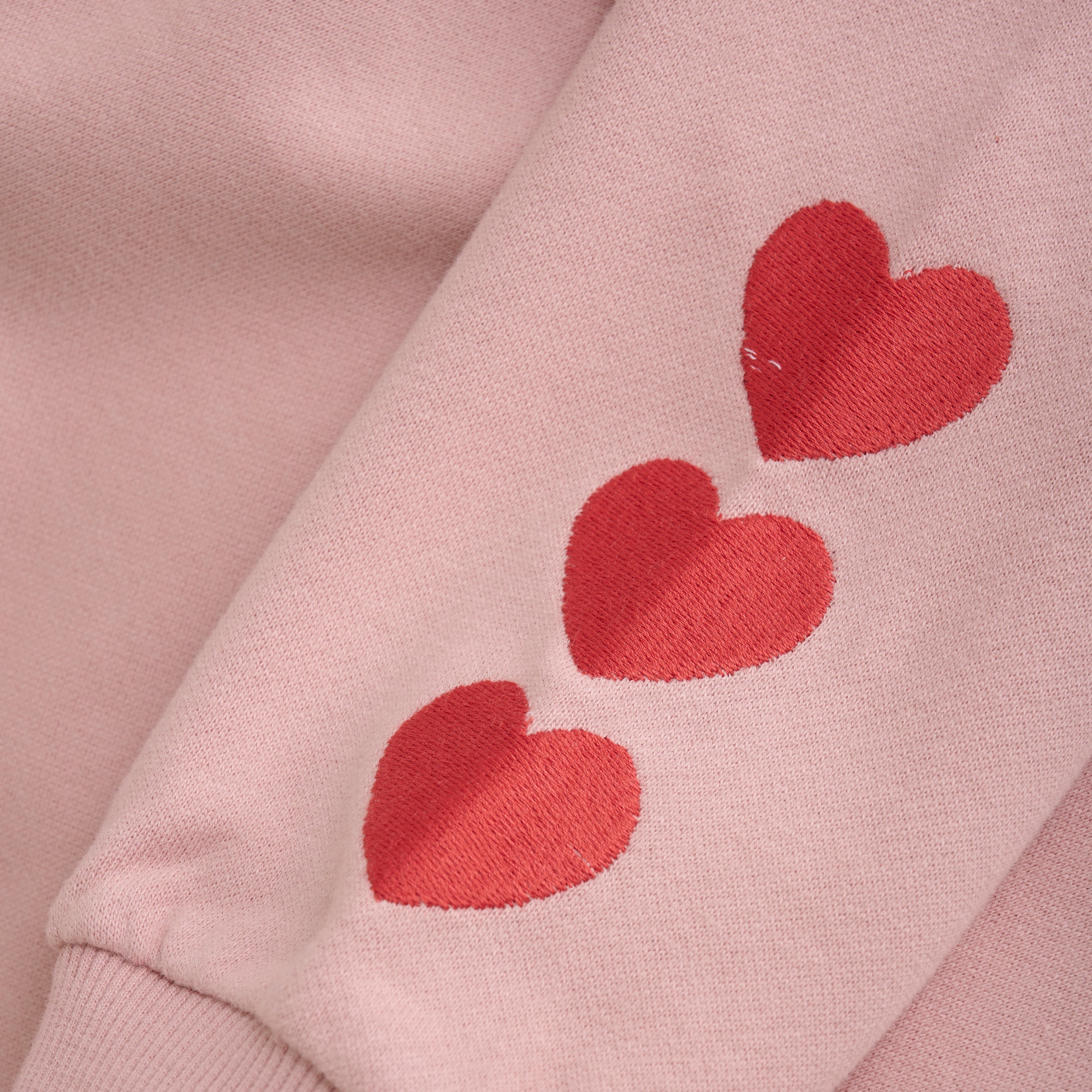 Meisjes Sweater Heart Embroidery van Daily7 in de kleur Pale Mauve in maat 128.