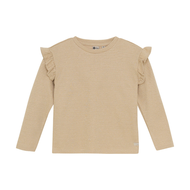 Meisjes T-shirt Longsleeve van Daily7 in de kleur Latte Sand in maat 128.