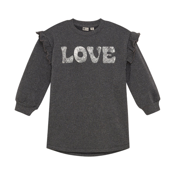 Meisjes Sweatdress Longsleeve Print van Daily7 in de kleur Phantom in maat 128.