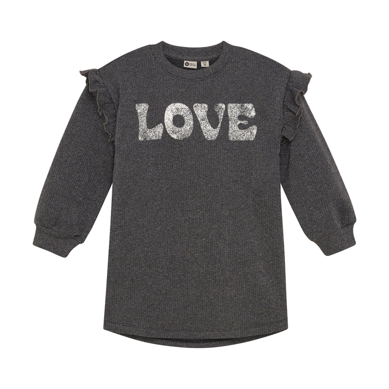 Meisjes Sweatdress Longsleeve Print van Daily7 in de kleur Phantom in maat 128.