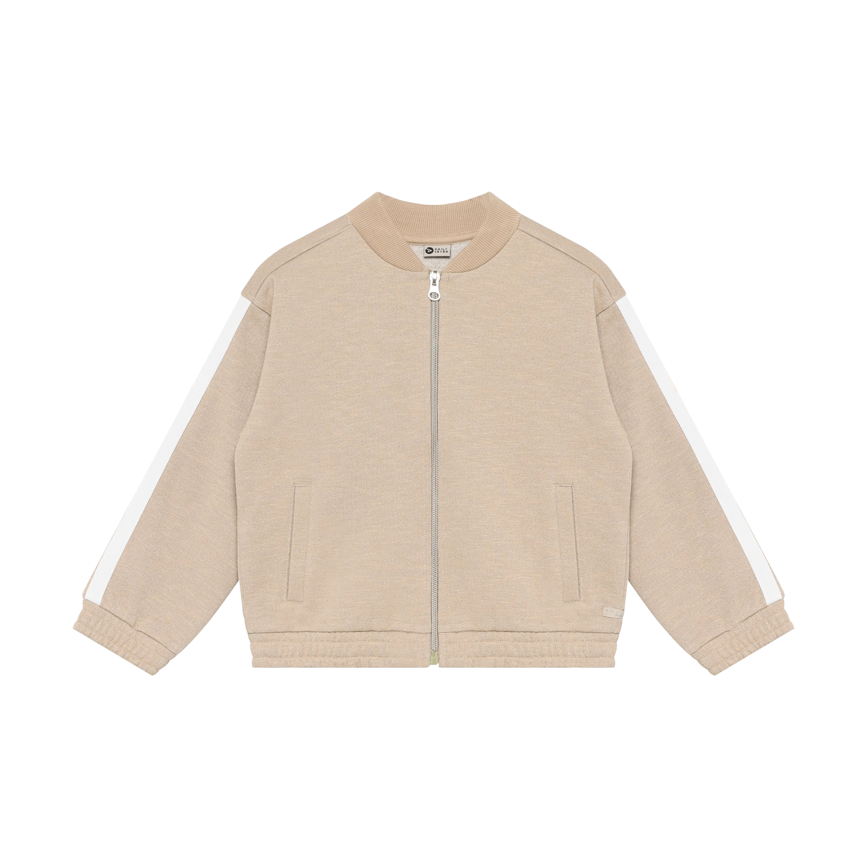 Meisjes Sweat Jacket Glitter van Daily7 in de kleur Latte Sand in maat 128.