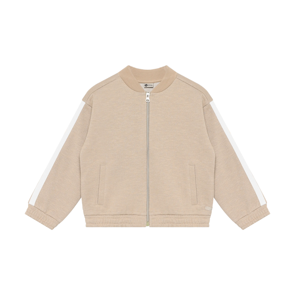 Meisjes Sweat Jacket Glitter van Daily7 in de kleur Latte Sand in maat 128.
