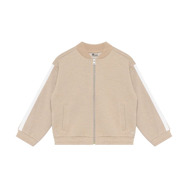 Meisjes Sweat Jacket Glitter van Daily7 in de kleur Latte Sand in maat 128.
