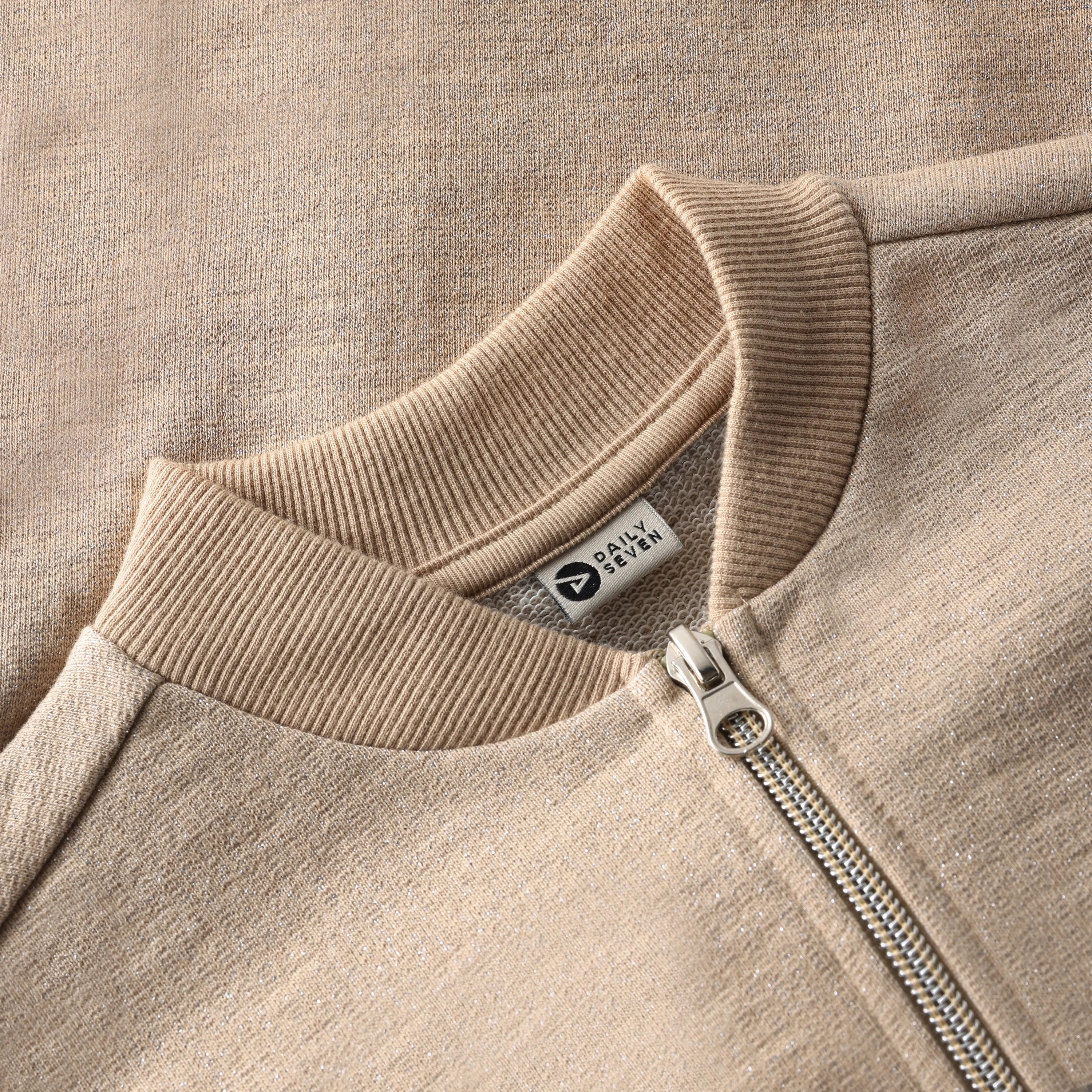 Meisjes Sweat Jacket Glitter van Daily7 in de kleur Latte Sand in maat 128.