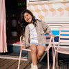 Meisjes Sweat Jacket Print van Daily7 in de kleur Sandshell in maat 128.