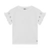Meisjes T-shirt Embroidery Sleeve van Daily7 in de kleur Egret in maat 128.